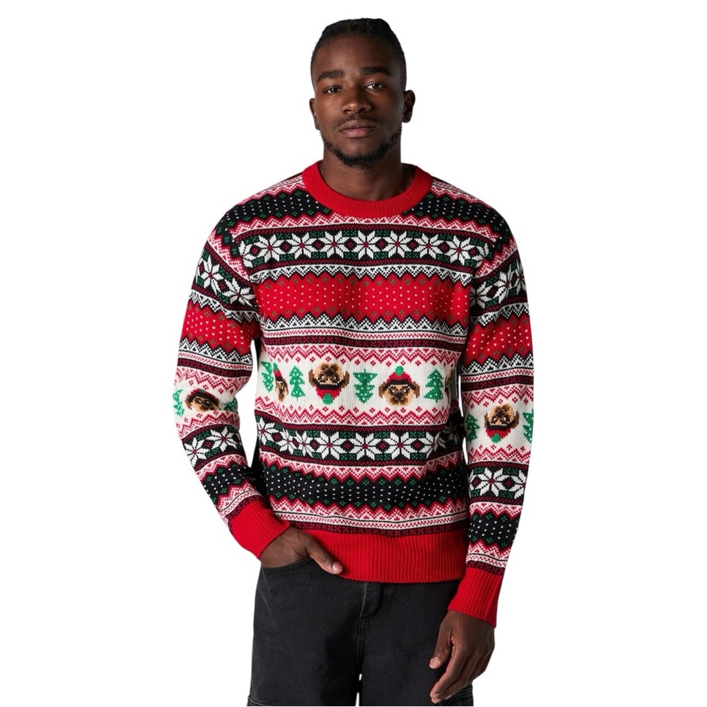 Urban Heritage Christmas Ugly Sweater Dog Print Jacquard knit Unisex Men XXL